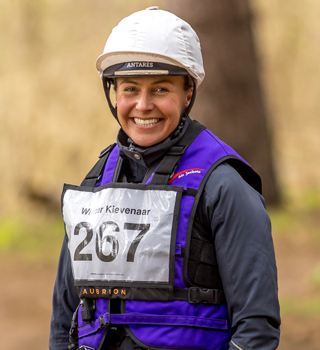 Georgie Campbell in riding gear with competition number 267